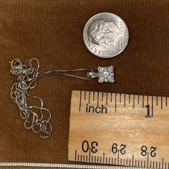 Solid 14K White Gold Designer Endless Diamond Natural Pendant Chain Necklace - Picture 9 of 17